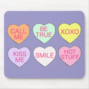 Happy Valentine's Day Pastel Candy Hearts Liebe Mousepad