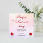 Happy Valentine's Day Pastel Rote Rosen Party Einladung (Stehend Vorderseite)
