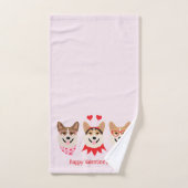 Happy Valentines Day Pembroke Welsh Corgi Hunde Badhandtuch Set (Handtuch)