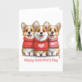 Happy Valentines Day Pembroke Welsh Corgi Hunde Feiertagskarte