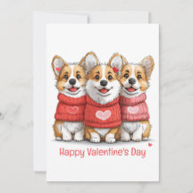 Happy Valentines Day Pembroke Welsh Corgi Hunde