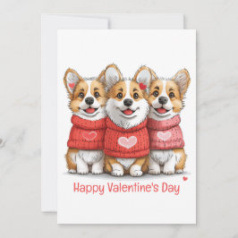 Happy Valentines Day Pembroke Welsh Corgi Hunde Feiertagskarte