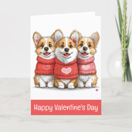 Happy Valentines Day Pembroke Welsh Corgi Hunde Feiertagskarte