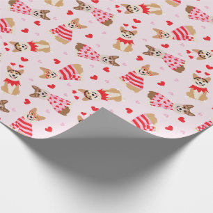 Happy Valentines Day Pembroke Welsh Corgi Hunde Geschenkpapier