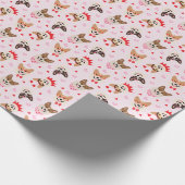 Happy Valentines Day Pembroke Welsh Corgi Hunde Geschenkpapier (Ecke)