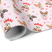 Happy Valentines Day Pembroke Welsh Corgi Hunde Geschenkpapier (Rolleneckpunkt)