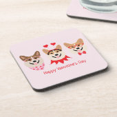 Happy Valentines Day Pembroke Welsh Corgi Hunde Getränkeuntersetzer (Linke Seite)