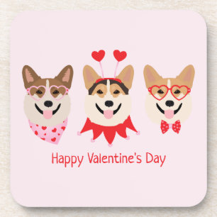 Happy Valentines Day Pembroke Welsh Corgi Hunde Getränkeuntersetzer