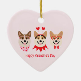 Happy Valentines Day Pembroke Welsh Corgi Hunde Keramik Ornament