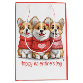 Happy Valentines Day Pembroke Welsh Corgi Hunde Mittlere Geschenktüte