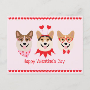Happy Valentines Day Pembroke Welsh Corgi Hunde Postkarte