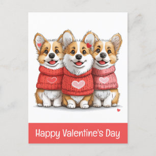 Happy Valentines Day Pembroke Welsh Corgi Hunde Postkarte