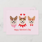 Happy Valentines Day Pembroke Welsh Corgi Hunde Postkarte (Vorne/Hinten)