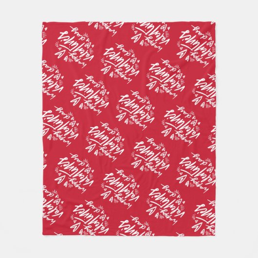 Happy Valentine's Day Personalisiert Name Text Fleecedecke (Vorderseite)