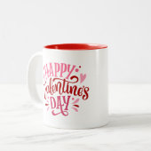 "Happy Valentines Day" Personalisiert Zweifarbige Tasse (Vorderseite Links)