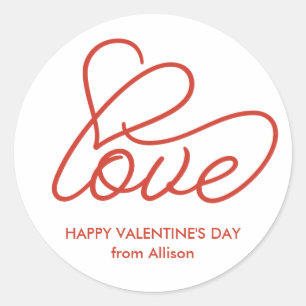 Happy Valentine's Day Personalisierte Liebe Aufkle Runder Aufkleber