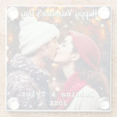 Happy Valentine's Day Personalisiertes Foto & Name Glasuntersetzer (Rückseite)