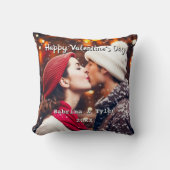 Happy Valentine's Day Personalisiertes Foto & Name Kissen (Vorderseite)