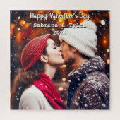 Happy Valentine's Day Personalisiertes Foto & Name Puzzle (Vertikal)