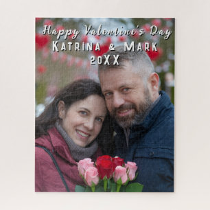 Happy Valentine's Day Personalisiertes Foto & Name Puzzle