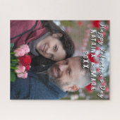 Happy Valentine's Day Personalisiertes Foto & Name Puzzle (Horizontal)