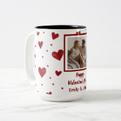 Happy Valentine's Day Personalized Photo Mug Zweifarbige Tasse (Vorderseite Links)