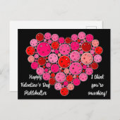 Happy Valentine's Day Pickleball Herz personalisie Postkarte (Vorne/Hinten)
