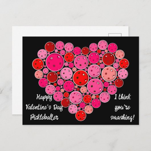Happy Valentine's Day Pickleball Herz personalisie Postkarte (Vorne/Hinten)