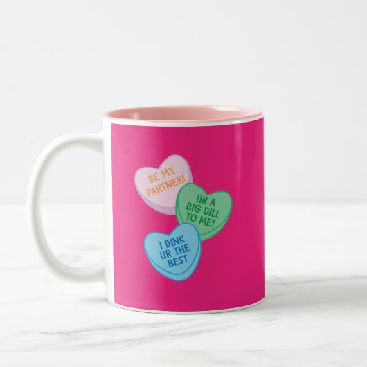 Happy Valentine's Day Pickleball Style-2 Zweifarbige Tasse (Links)