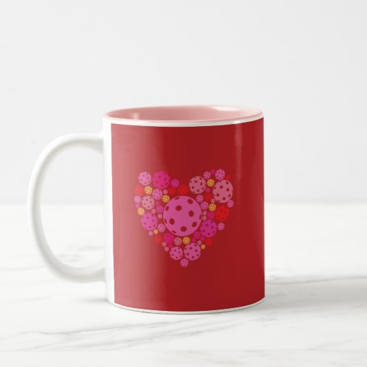 Happy Valentine's Day Pickleball Style Zweifarbige Tasse (Links)
