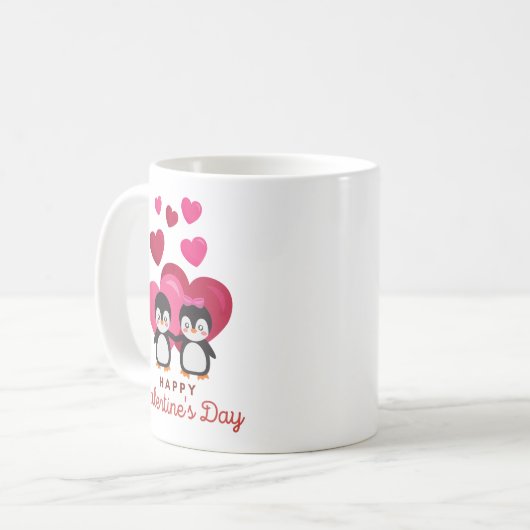 Happy Valentine's Day Pinguin Kaffeetasse (Vorderseite Links)