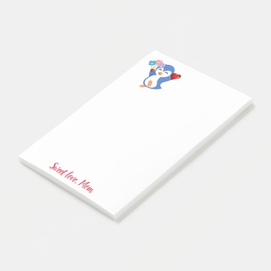 Happy Valentine's Day Pinguin Post it Note Post-it Klebezettel (angewinkelt)