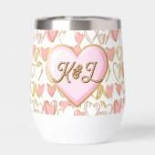 Happy Valentine's Day | Pink and Gold Hearts (Rückseite)