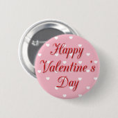 Happy Valentine's Day Pink and White Heart Button (Vorne & Hinten)