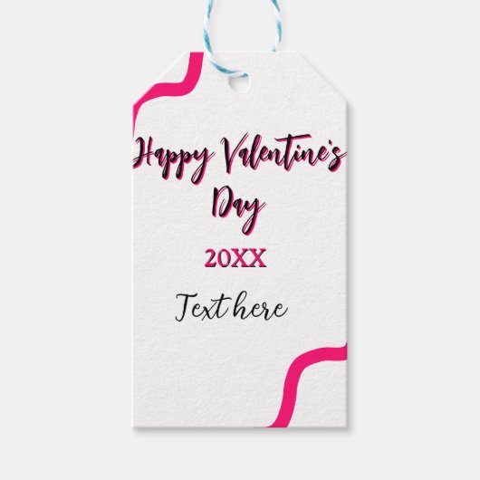 Happy Valentine's day pink black spiral bold lette Geschenkanhänger (Vorderseite)