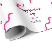 Happy Valentine's day pink black spiral bold lette Geschenkpapier (Rolleneckpunkt)