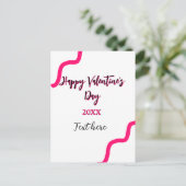 Happy Valentine's day pink black spiral bold lette Postkarte (Stehend Vorderseite)