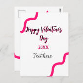 Happy Valentine's day pink black spiral bold lette Postkarte (Vorne/Hinten)