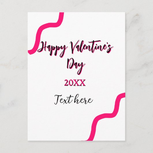 Happy Valentine's day pink black spiral bold lette Postkarte (Vorderseite)