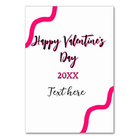 Happy Valentine's day pink black spiral bold lette Tischnummer (Vorderseite)
