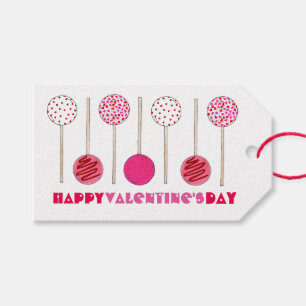 Happy Valentine's Day Pink Cake Pop Pop Gift Tags Geschenkanhänger