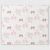 Happy Valentines Day Pink Champagner Brille Geschenkpapier (Flach)