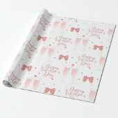 Happy Valentines Day Pink Champagner Brille Geschenkpapier (Ungerollt)