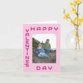 Happy Valentine's Day Pink Editable Holiday Foto Karte (Gelbe Blume)