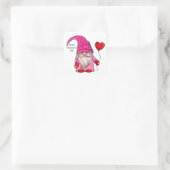 Happy Valentine's Day Pink Gnome Herzen Balloon Sq Quadratischer Aufkleber (Tasche)