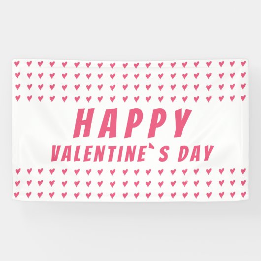 Happy Valentine's Day Pink Heart Banner (Horizontal)
