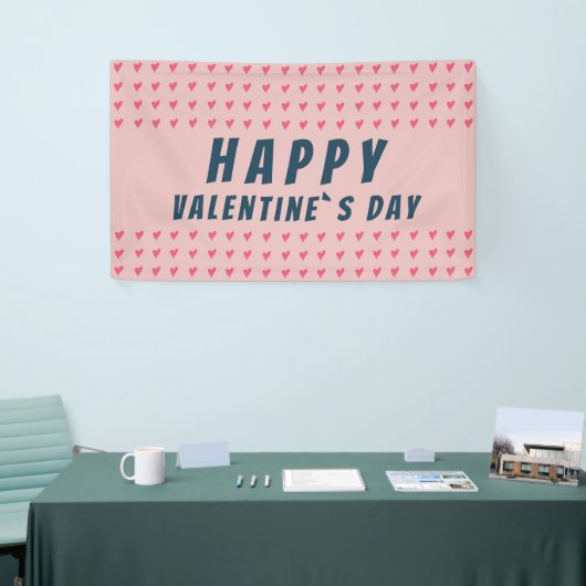 Happy Valentine's Day Pink Heart Banner (Messeveranstaltung)