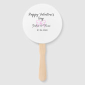 Happy Valentine's day pink heart bow name date sty Fächer (Rückseite)