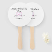 Happy Valentine's day pink heart bow name date sty Fächer (Vorne und Hinten)