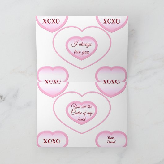Happy Valentine's Day Pink Heart Card Karte (Innenseite)